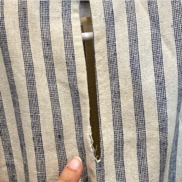 Doen Striped Wrap Cream and blue Midi Dress - Picture 7 of 12